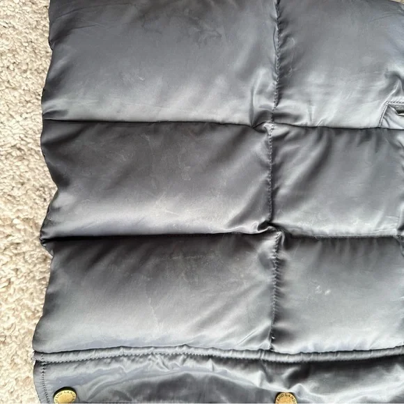 Lands’ End Gray/Blue Long Down Puffer Coat Hooded Winter Parka Women M 10-12 - Picture 3 of 11